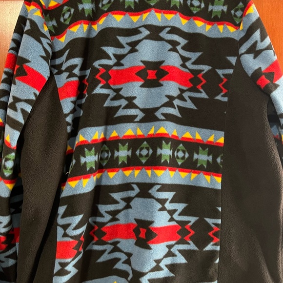 Chaps Fleece Zip Southwestern Look Black With Colorful Print Design Size 3X - Picture 6 of 7